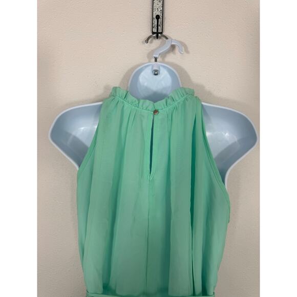 PinkBlush Maternity Mint Green Ruffle Neck Dress Size Large - Picture 2 of 5